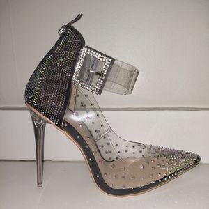 Clear, Embellished High Heels
